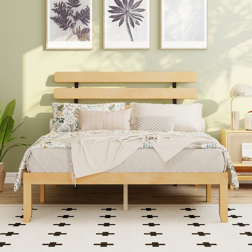 Solid wood bed frame - bed, king