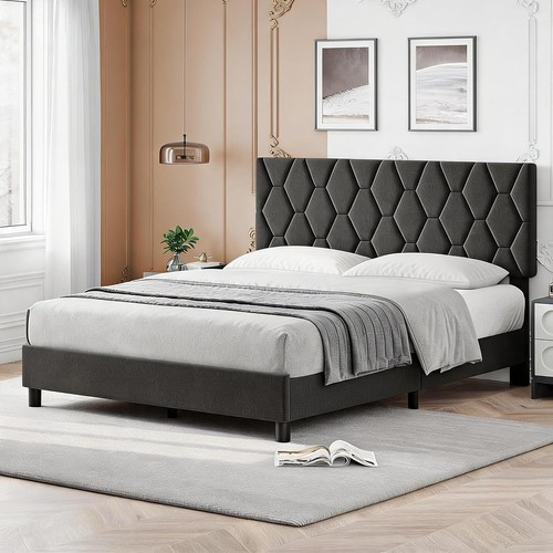 Upholstered bed frame with - upholstered,