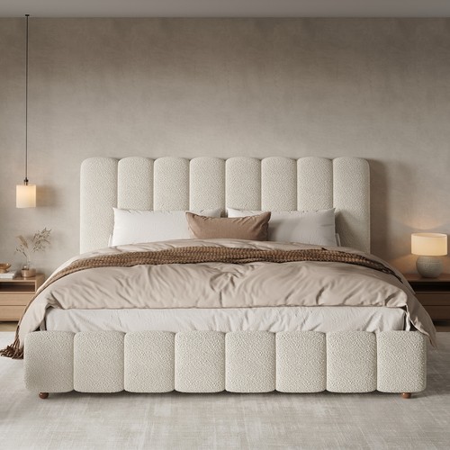 Bouclé storage ottoman gas - bouclé,
