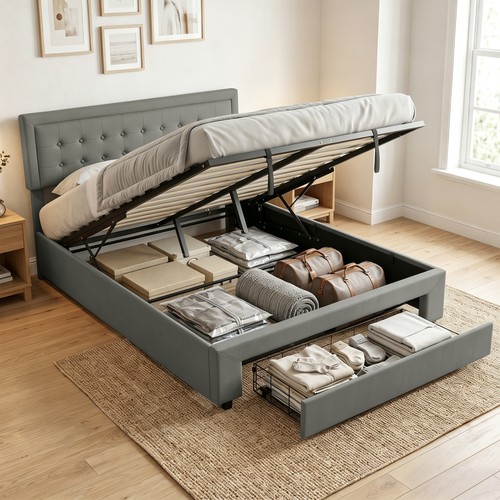 Leather king size - bed, frame