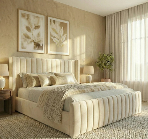 Winged upholstered bed - winged, frame