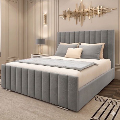 Panel upholstered bed - panel, frame