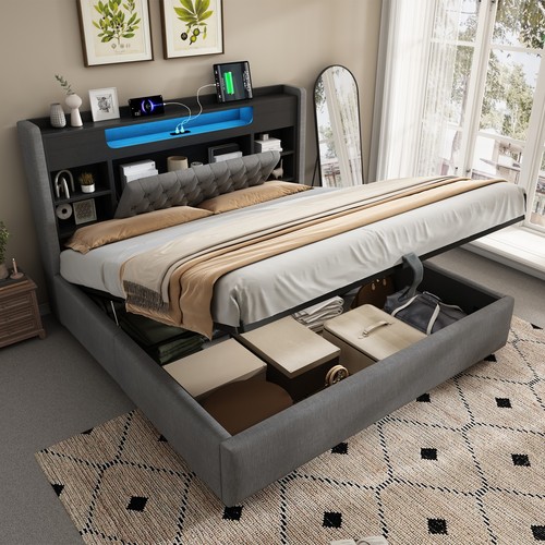 King size upholstered - size, ottoman