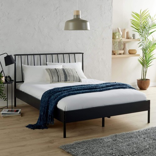 Black metal bed - bed, 5ft