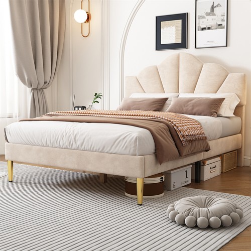 Plush velvet platform bed - plush,