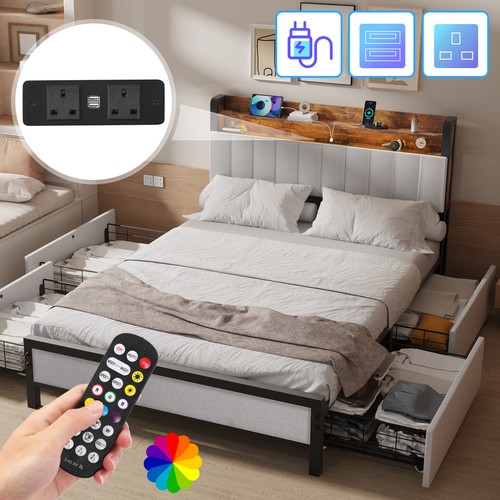 Double size bed - bed, metal