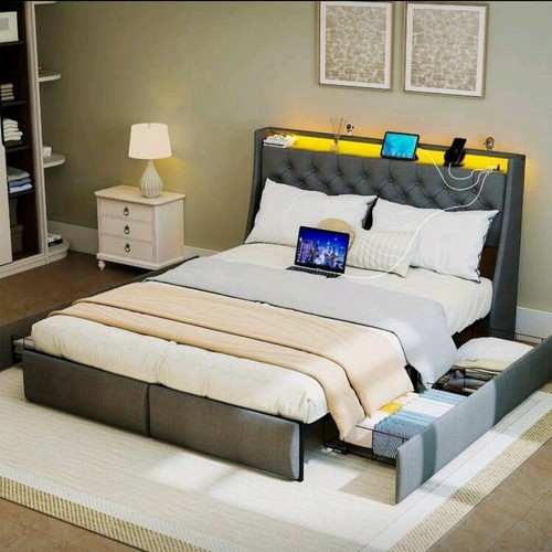 King size bed frame with - bed,