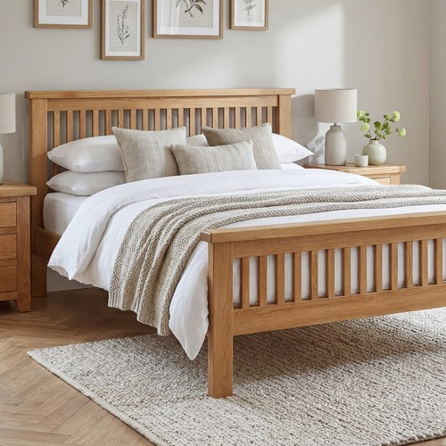 Oak king size bed - king,