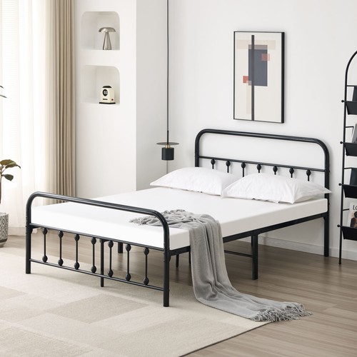 Metal bed frame with - frame, headboard