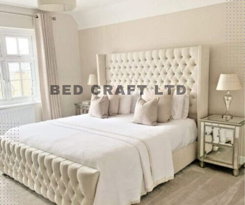 Wing back bed frame plush - bed,