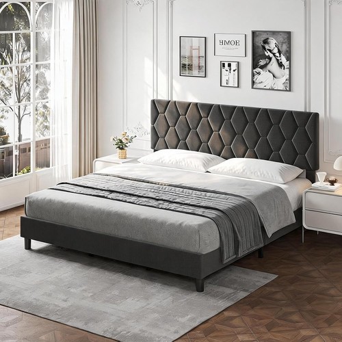 King size upholstered bed - size,