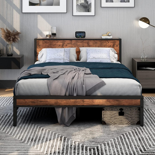 King size bed frame with - bed,