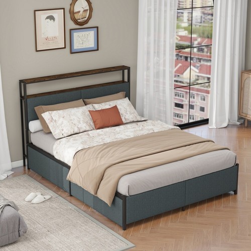 Double king size metal bed - /,